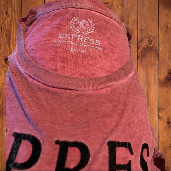Express New York Vintage Red Died Shirt Lion Logo Buckle American Eagle - Picture 2 of 5